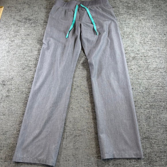 Pants - FIGS Scrub Pants Womens XS Grey Technical Collection Teal Drawstring Yoga Waist